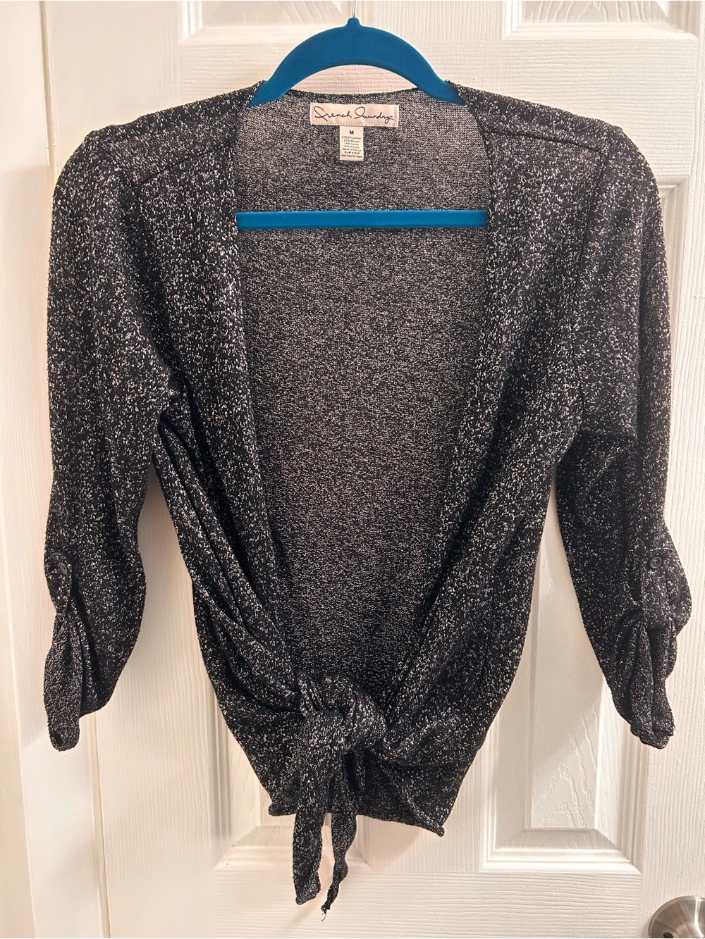 French Laundry Black Speckled Tie-Front Cardigan
